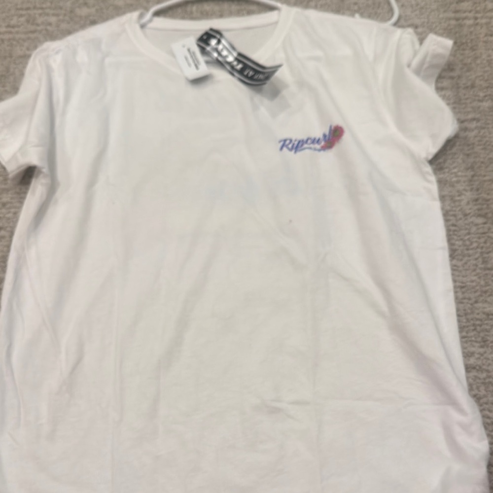 Rip Curl White Tee with Tropical Surf Graphic